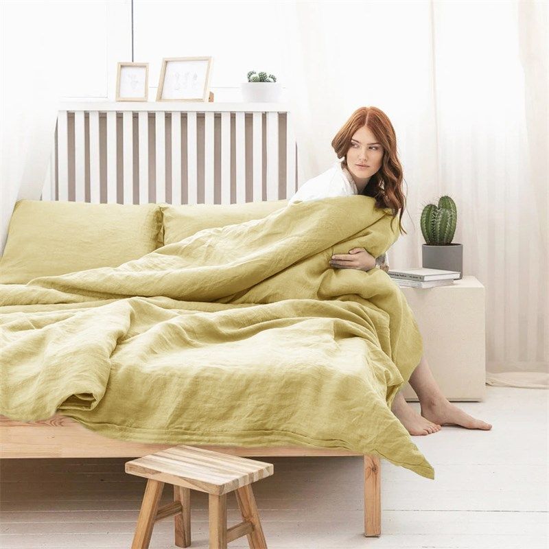 2024夏季新款纯色亚麻四件套高档床单双人床被套定制酒店民宿床品,床上用品,床品套件/四件套/多件套,淘宝优惠券,粉丝福利购,淘宝优惠卷