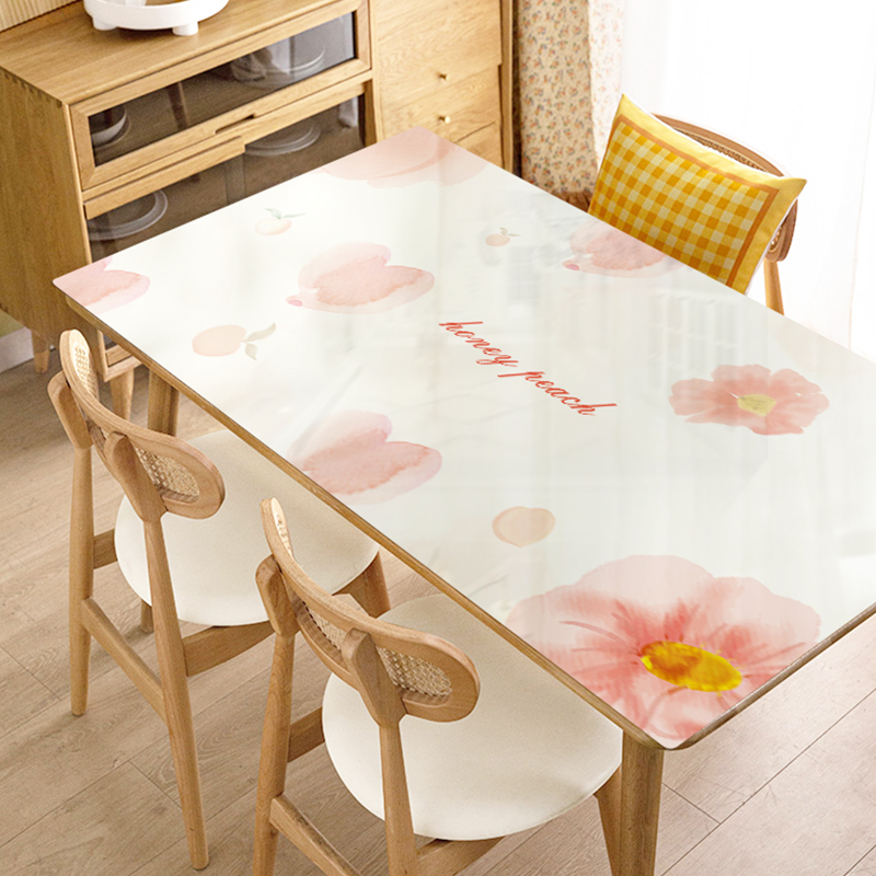 水彩花卉桌布防水防油免洗防烫PVC软玻璃餐桌垫茶几垫ins风书桌垫