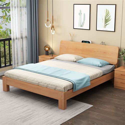 白色实木床全榉木i实木床1.8米现代简约双人床1.5米床0.9米架子床