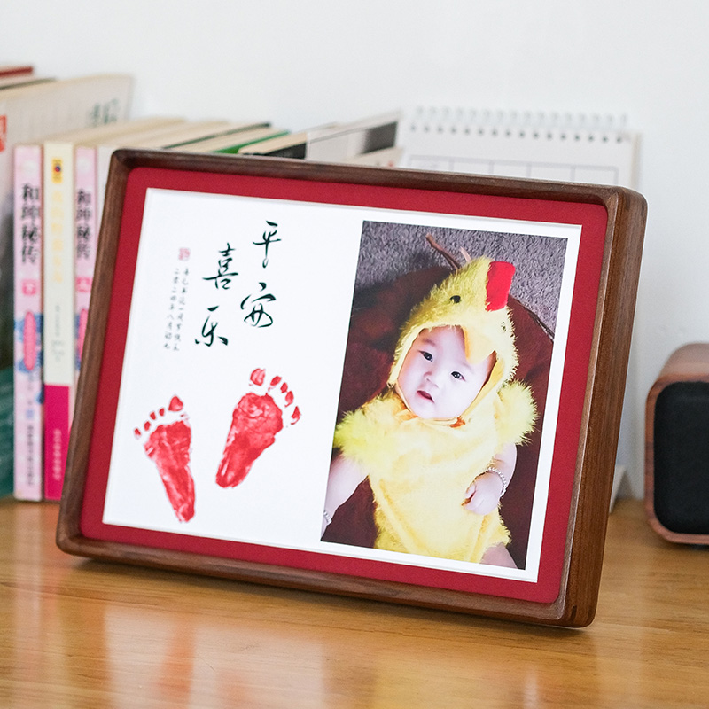 宝宝周岁手足印相框摆台一岁一礼定制diy加照片打印仪式纪念礼物