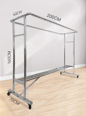 304不锈钢晾衣架落地加厚加粗晾架凉晒架子室外晒衣架加厚晾衣杆