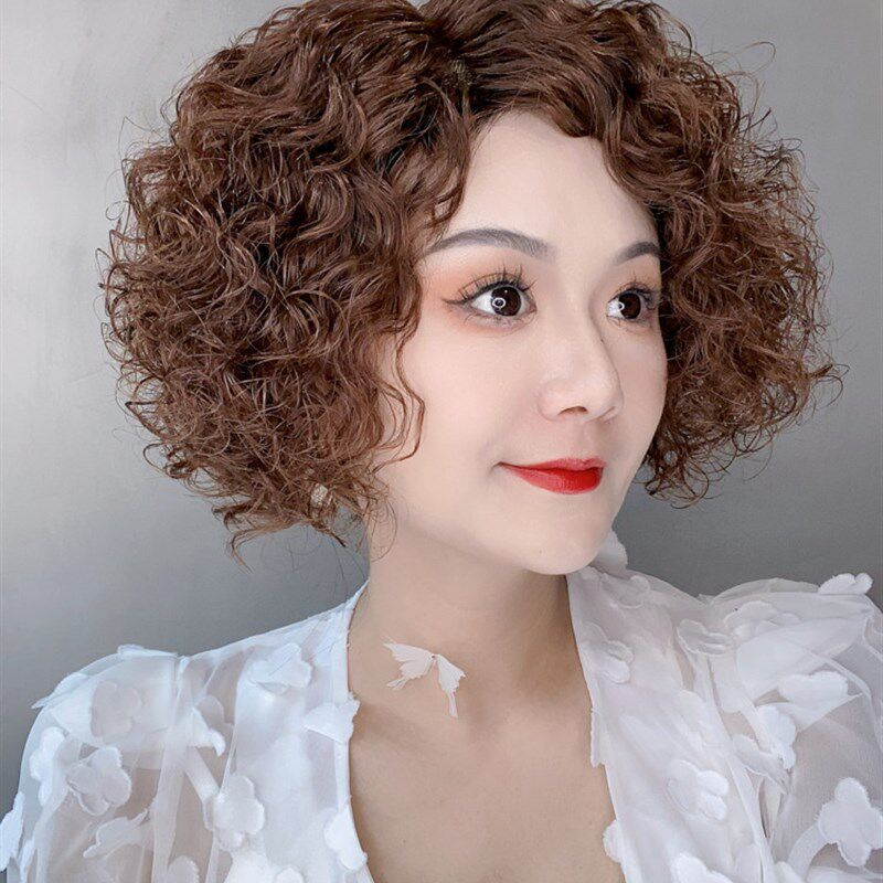 假发女半手指波j波卷发任意分缝真人发丝全头套蓬松轻薄高档时尚