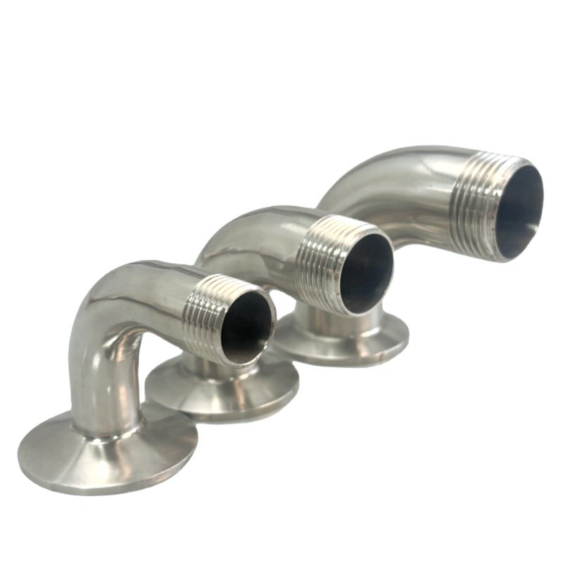 304/316不锈钢快装外丝弯头卫生级卡箍弯管丝扣接头螺纹卡盘接头