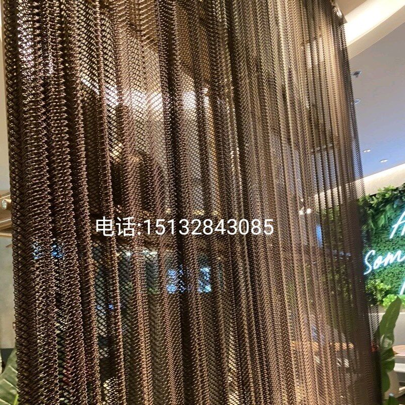 古铜色金色玫瑰金等金属窗帘金属装饰网帘垂帘隔断帘酒吧金属网帘