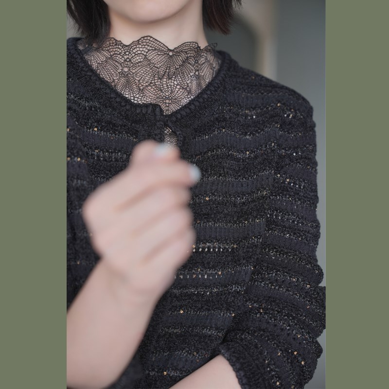 馥郁迷醉黑白蝴蝶l蕾丝半高领内搭轻薄显瘦叠穿假领子女拯救领口