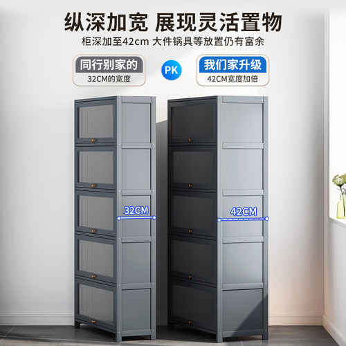 厨房收纳柜子储物柜多层家用碗柜客厅餐具杂物柜餐边柜靠墙置物架