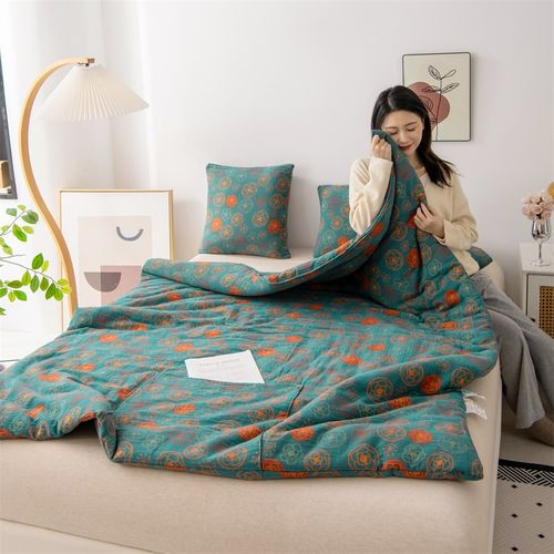 全棉A类母婴级口袋枕抱枕被子办公车载午休两用二合一机洗不起坨