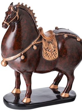 中式生肖牛摆件唐马摆件家居客厅摆设办公室开业礼品蓝色的牛摆件