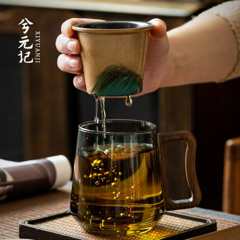 玻璃杯茶杯陶瓷过滤内o胆茶水分离杯泡茶杯水杯办公杯个人专用杯