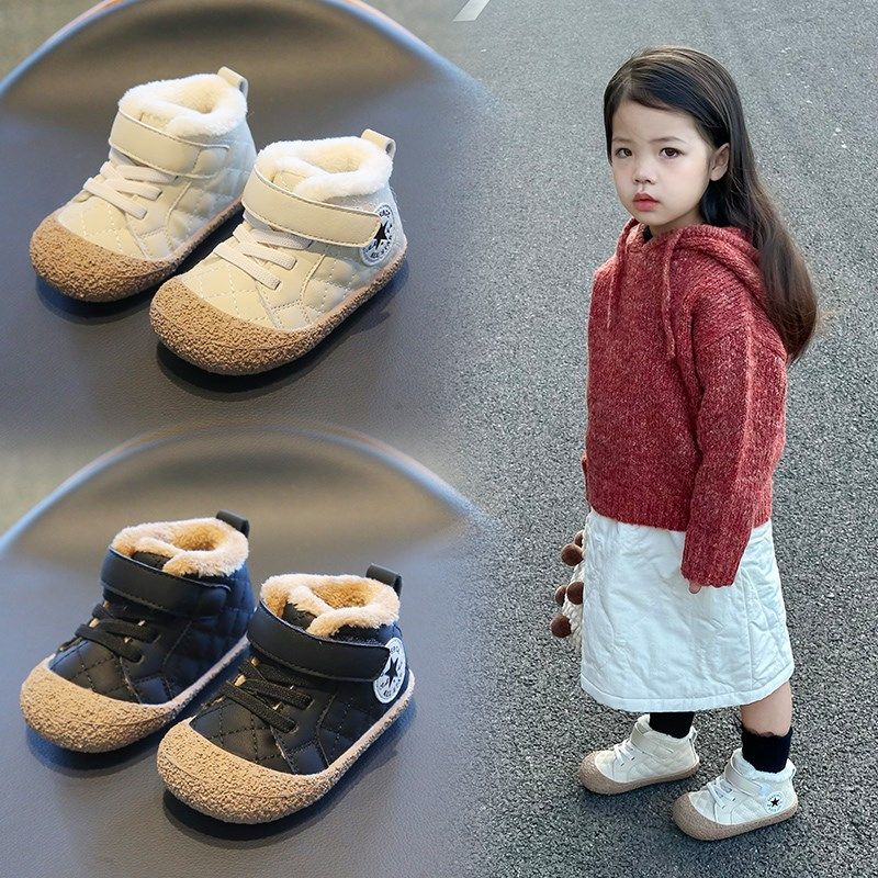 女宝宝学步鞋冬季婴儿加绒软底棉鞋0一1-2岁婴幼儿鞋子男幼童短靴
