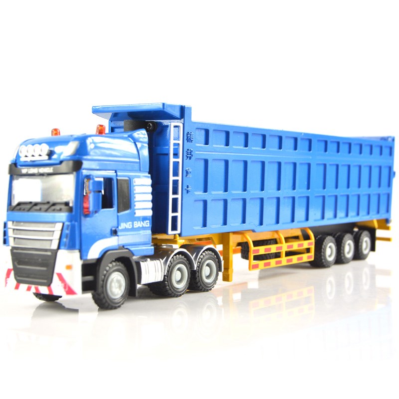 新品合金半挂式重型运输卡车重斗自卸翻斗货车儿童小汽车模型玩具