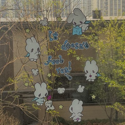 onionion*鸟鸟一 天使小兔主题氛围装饰玻璃贴窗花