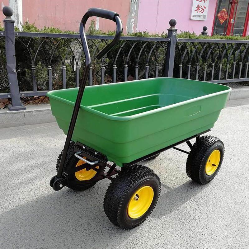 新品四轮c塑料翻斗车牵引拖车露营摆摊小推车平板折叠拉货车推拉