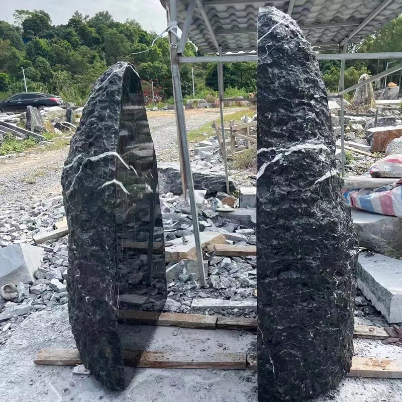 园林景观石黑山石水钵加s工庭院造景石天然原石水景石盆洗手盆定