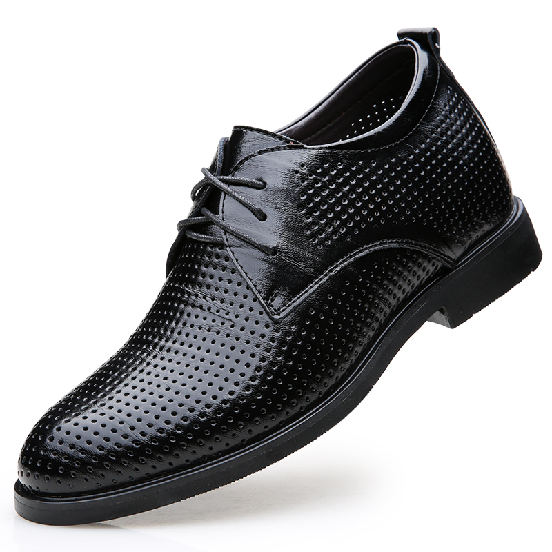 男士凉鞋10cm商务镂空内增高男鞋8cm夏季男士增高皮鞋男透气洞鞋