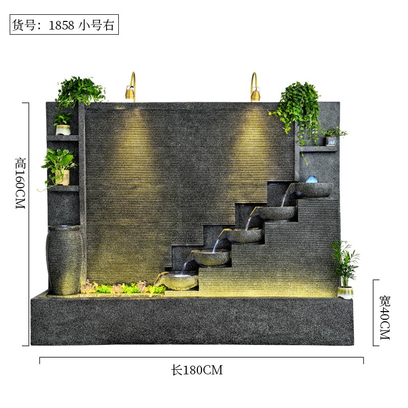 水幕墙流水屏风假山户外水景背景墙喷泉摆件室外庭院鱼池造景布置