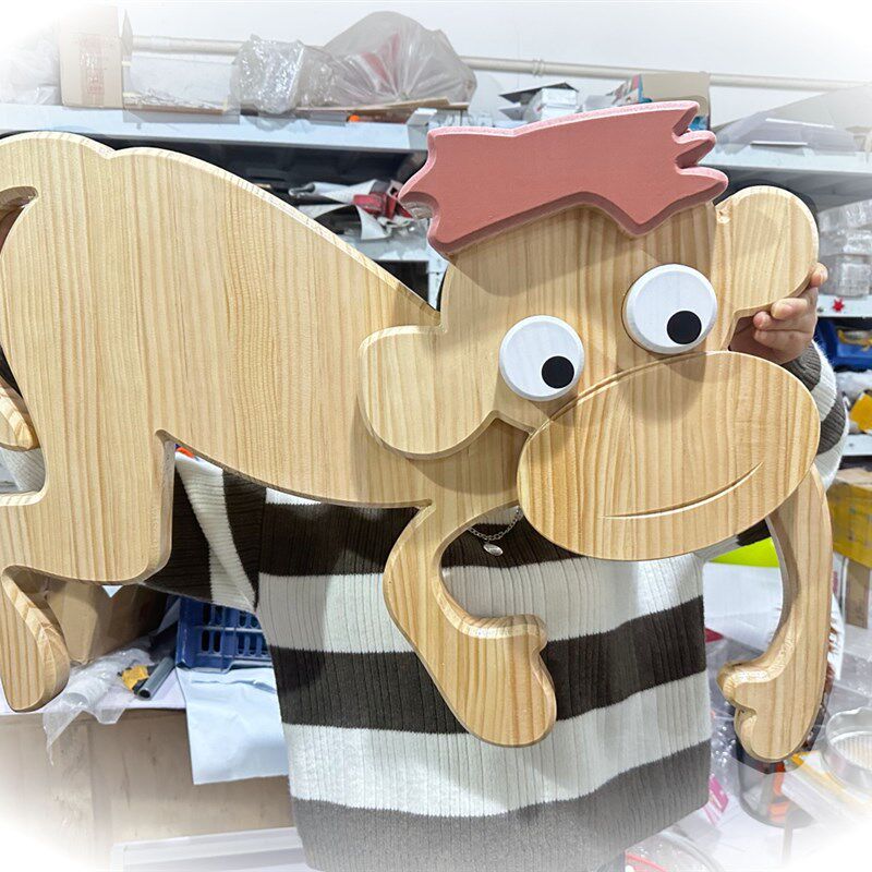 实木动物园木雕幼儿园小动u物可爱松木玩具背景墙文化墙造型景观