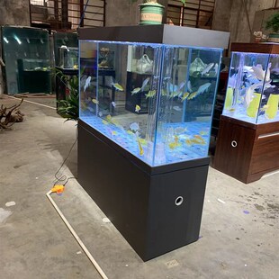 超白玻璃鱼缸底滤屏风隔断客厅家用水族箱