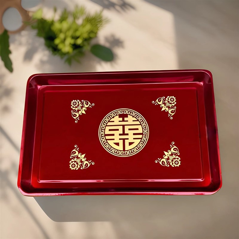 不锈钢大号加深加l厚长方形盘子结婚托盘敬茶敬酒瓜果盘定亲婚礼