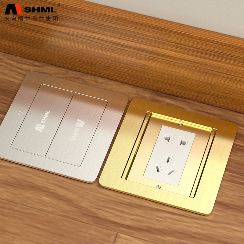 梅兰日兰地插座双开门隐藏式超薄3.5CM不锈T钢地暖地板插座