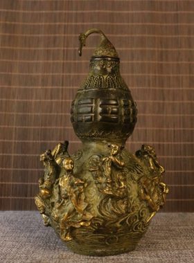 纯铜八仙葫芦黄铜八仙过海开盖装饰家居摆件摆设工艺品