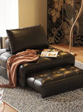 HE木屋网红布艺沙发小户型可折叠懒人椅奶油风两用组合黑色沙发床