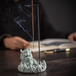 青砂石香薰炉香插倒挂香器创意禅意家用室内线香炉摆件香座摆设