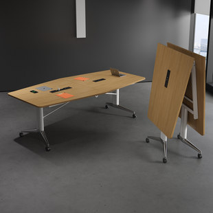 可移动折叠会议桌长条桌培训桌伸缩拼接办公桌子带轮子超大可拆卸