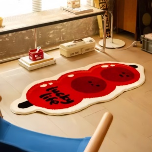 ins风创意冰糖葫芦地垫可爱少女心卧室地毯网红拍照背景防滑耐磨