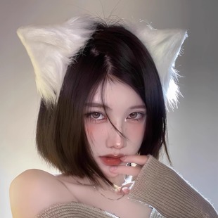 仿真耳饰可爱猫咪耳朵cos发夹纯欲少女黑色发卡网红毛绒头饰道具