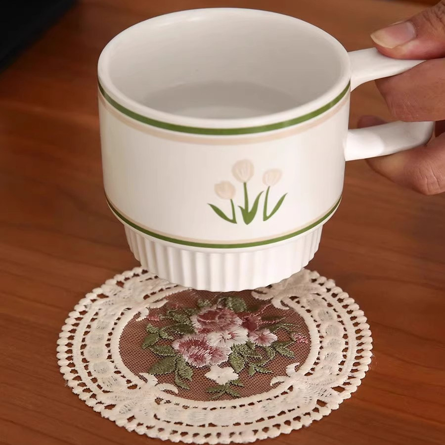 ins蕾丝风隔热防烫杯垫PVC底防滑高颜值下午茶咖啡杯垫家居茶杯垫