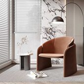 意式 轻奢休闲沙发椅接待桌椅现代简约酒店单人沙发样板房客厅家具