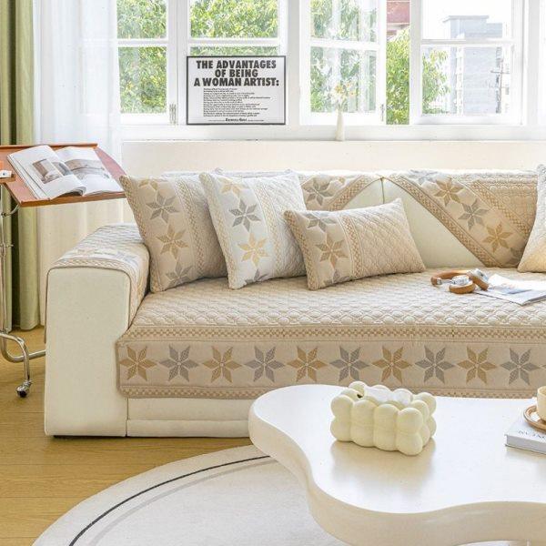 四季通用沙发垫绣花简约现北欧纯色布艺坐垫沙发套罩盖布巾,居家布艺,沙发垫,淘宝优惠券,粉丝福利购,淘宝优惠卷