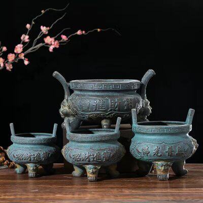 陶瓷大号烧香炉家用室内插香薰炉仿铜户外插香炉三足财神供佛用品