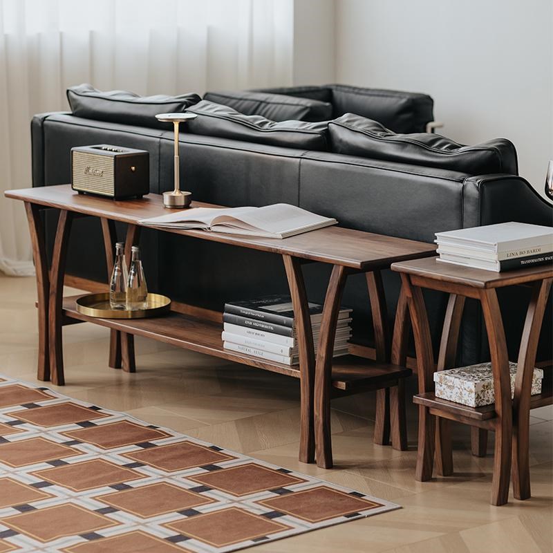 物应桥梁边几客厅j北欧沙发边几可移动黑胡桃木茶几角几储物玄关