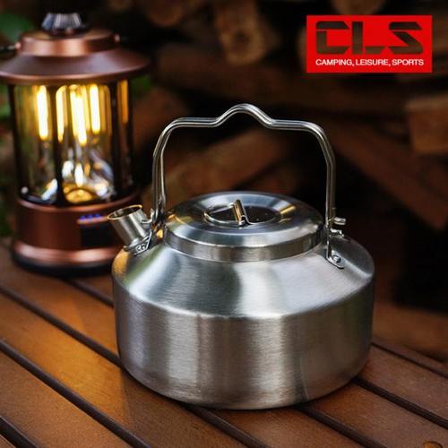 CLS户外迷你烧水壶1L露营水壶304不锈钢超轻便携野营茶壶咖啡壶