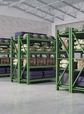 军绿色中仓储可货架带轮网移动带货架重型仓UQL库储物架铁锹架盾