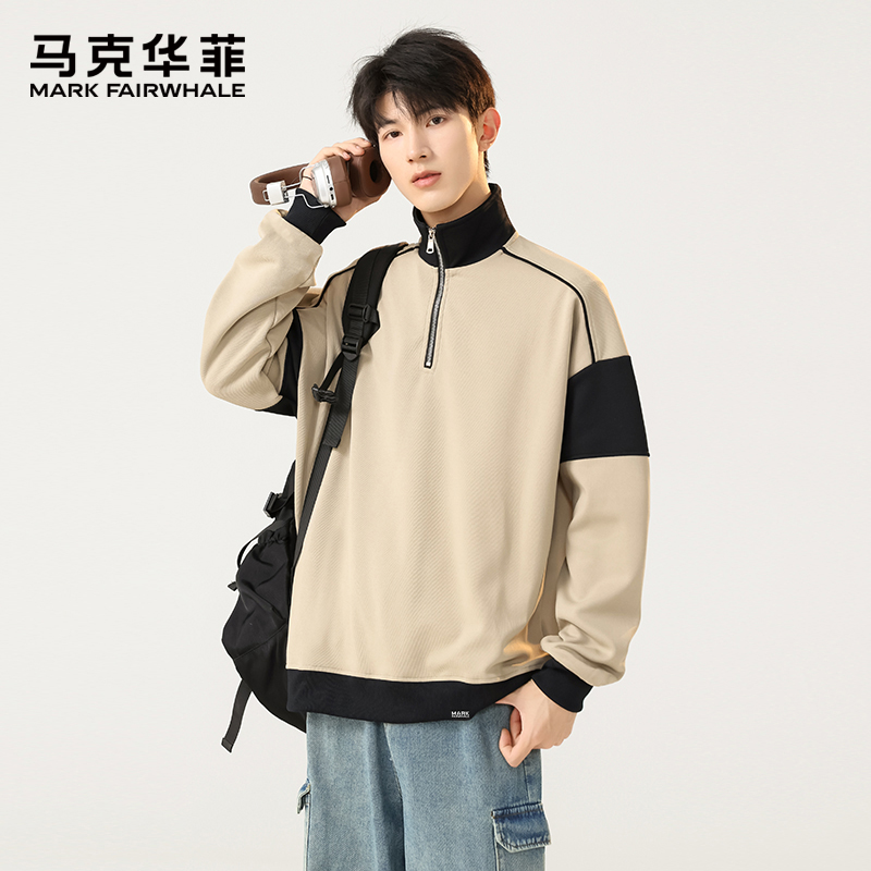 马克华菲重磅半拉链卫衣男士立领