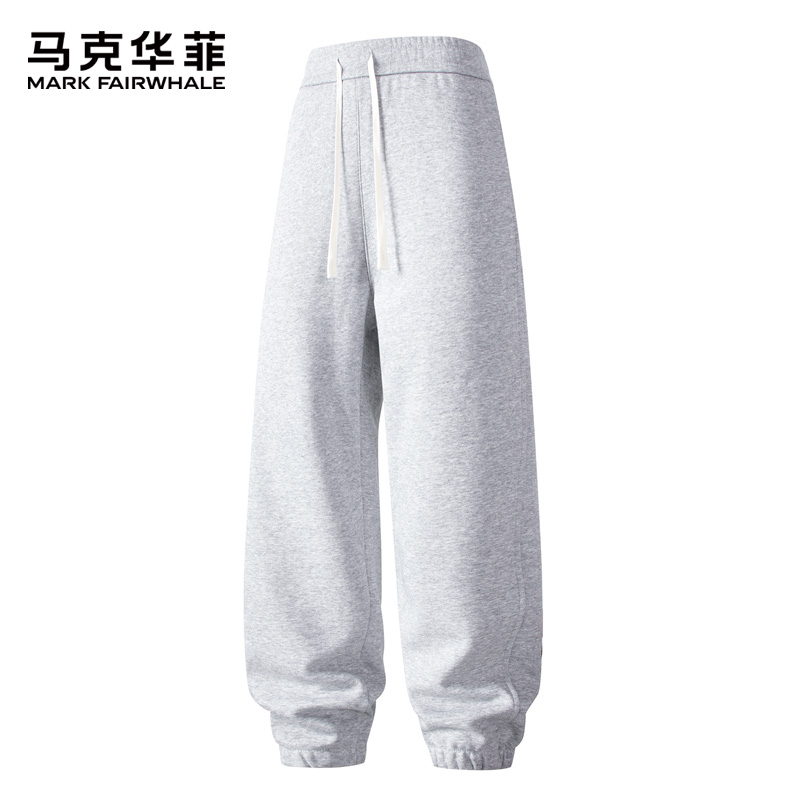 马克华菲男士卫裤春秋冬季宽松休闲束脚裤2025新款加绒加厚长裤子