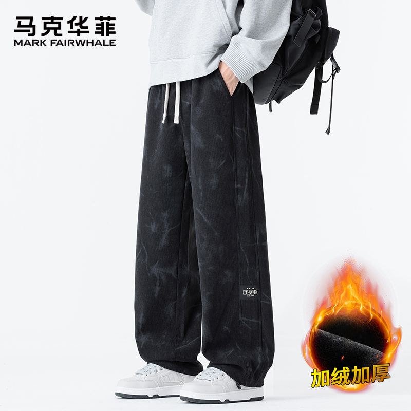 马克华菲加绒加厚灯芯绒休闲卫裤