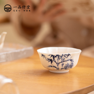 一品仟堂手绘斑竹主人杯个人专用高档茶杯陶瓷家用功夫品茗杯单杯
