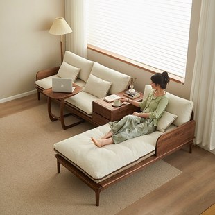 北美实木沙发客厅全实木小户型冬夏两用木质沙发家具