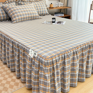 公主风高端纯水洗棉遮丑床罩四季 a类100全棉床裙单件2024新款 通用