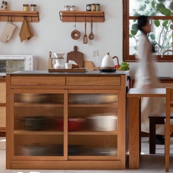 日式全实木岩板岛台樱桃木厨房吧台储物柜子餐厅收纳柜子客厅中岛,住宅家具,岛台,淘宝优惠券,粉丝福利购,淘宝优惠卷