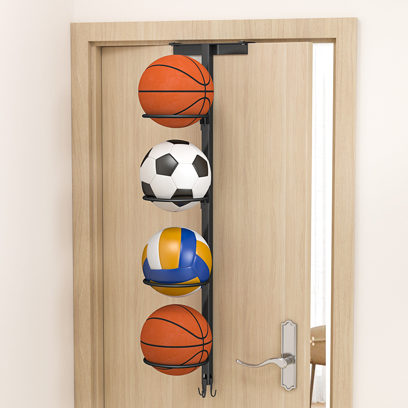 篮球收纳架免钉挂门窗户足v球收纳筐摆放架家用室内栏杆放球的架
