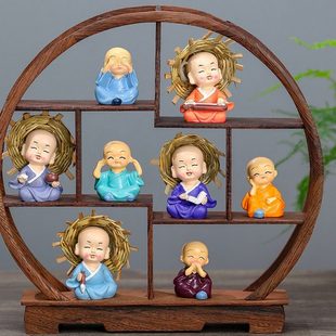 室内客厅玄关装 禅意小和尚家居摆件博古架 饰品茶桌创意摆设新中式