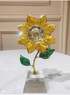 一举夺魁向日葵水晶家居轻奢高档摆件