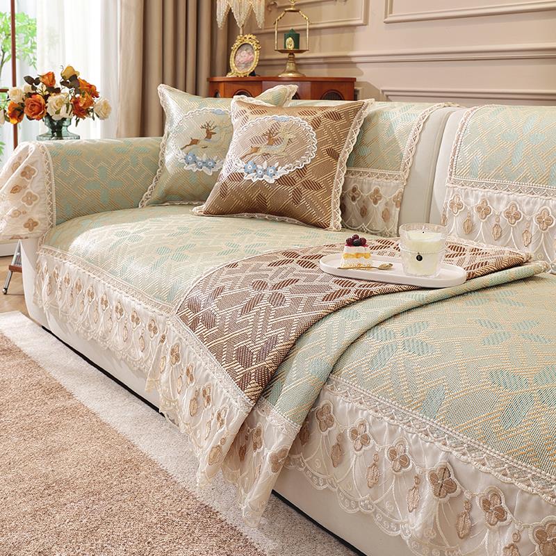 藤席凉席沙发垫夏季2025新款欧式沙发套罩高档奢华夏天艾草凉垫子