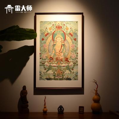刺绣地藏王菩萨唐卡茶室玄关装饰画客厅背景墙挂画沙发餐厅入户门