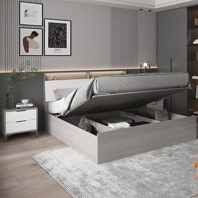 主卧双人床气压储物床简约日式榻榻米落地床北欧半高板式收纳床